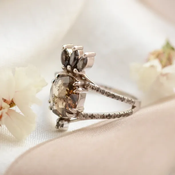 Salt and pepper diamonds in luxury ring RABBIT Image