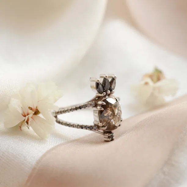 Salt and pepper diamonds in luxury ring RABBIT Image