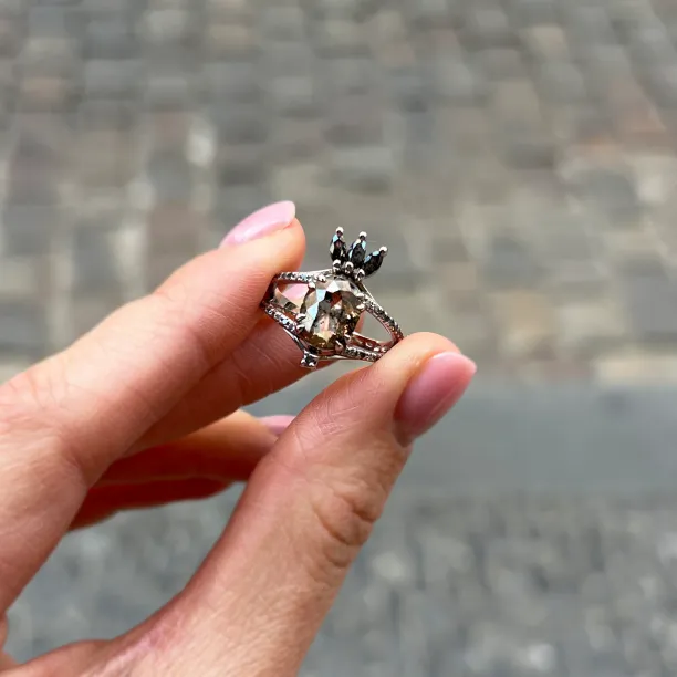 Salt and pepper diamonds in luxury ring RABBIT Image