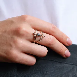 Vintage split shank salt and pepper diamonds ring SPLIT Thumbnail