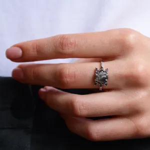 Gold unusual ring with salt´n´pepper diamonds BEEZEE Thumbnail