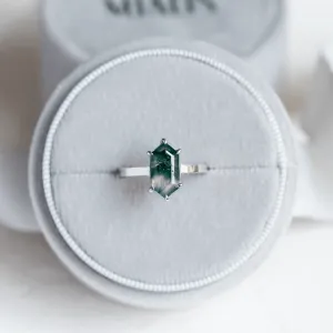 Vintage gold moss agate ring BENEDETTA Thumbnail