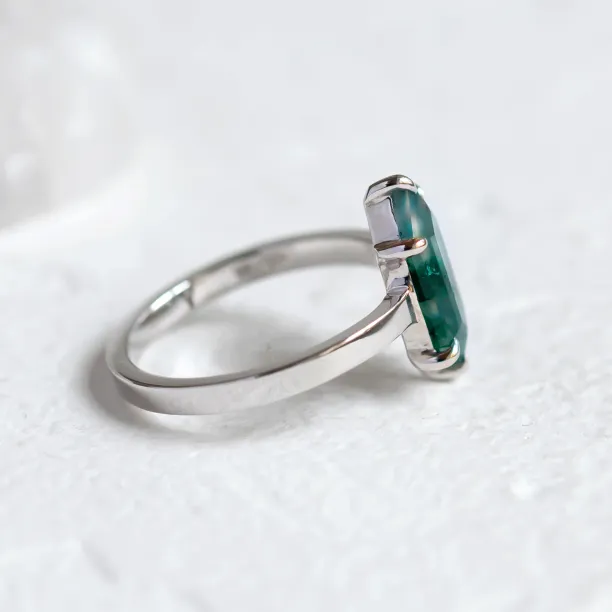 Vintage gold moss agate ring BENEDETTA Image