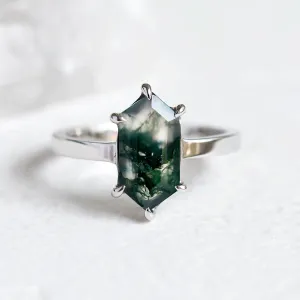 Vintage gold moss agate ring BENEDETTA Thumbnail