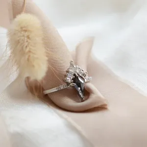 Kite salt and pepper diamond cluster ring with baguette diamonds ELEONORA Thumbnail