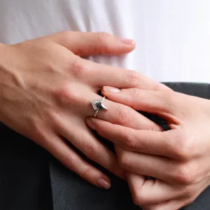 Kite salt and pepper diamond cluster ring with baguette diamonds ELEONORA Thumbnail