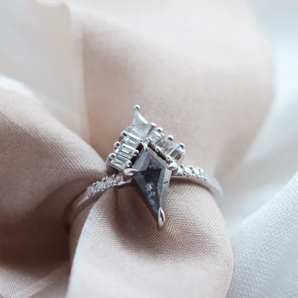 Kite salt and pepper diamond cluster ring with baguette diamonds ELEONORA Image