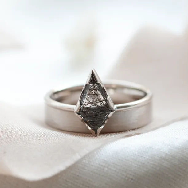 Gold engagement set with rutilated quartz GIADA Image