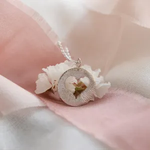 Silver hammered pendant with heart AMORINO Thumbnail