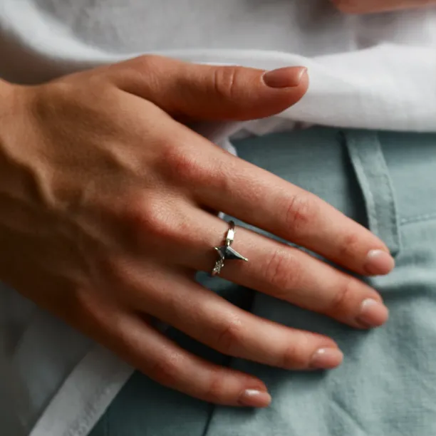 Kite salt and pepper diamond ring with baguette diamonds ARIANNA Image