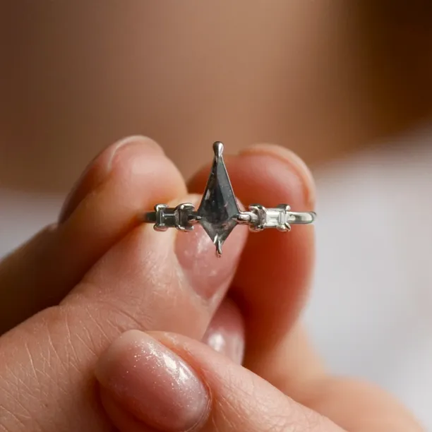 Kite salt and pepper diamond ring with baguette diamonds ARIANNA Image
