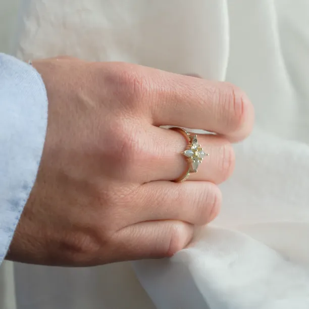 Gold star ring with salt and pepper diamonds ALESSIA Image