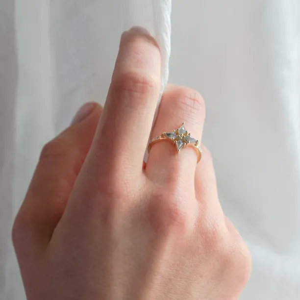 Gold star ring with salt and pepper diamonds ALESSIA Image