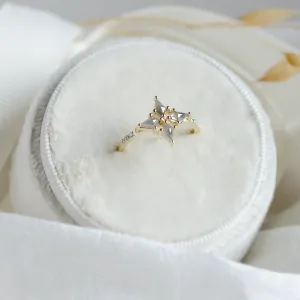 Gold star ring with salt and pepper diamonds ALESSIA Thumbnail