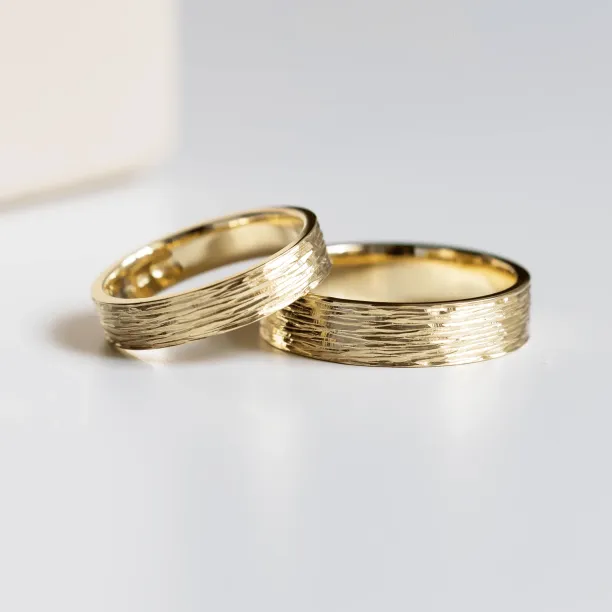 Unusual wedding bands with woodbark surface BRANCH Image