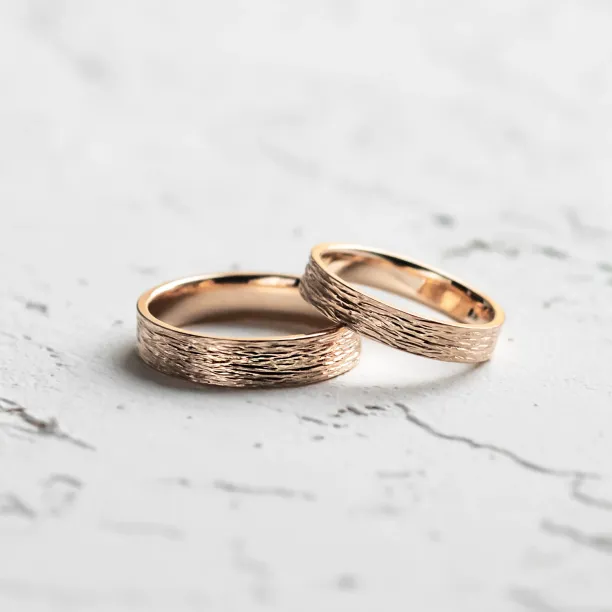 Unusual wedding bands with woodbark surface BRANCH Image