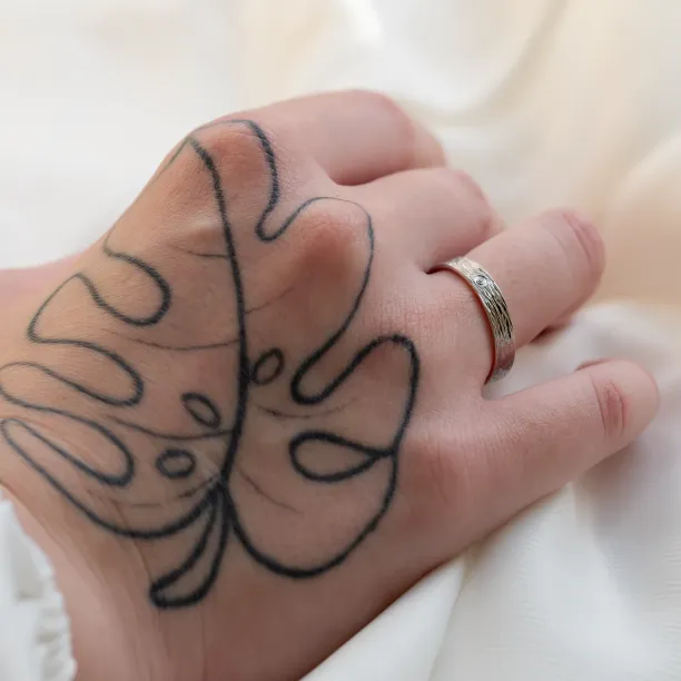 Unusual wedding bands with woodbark surface DRUID Image