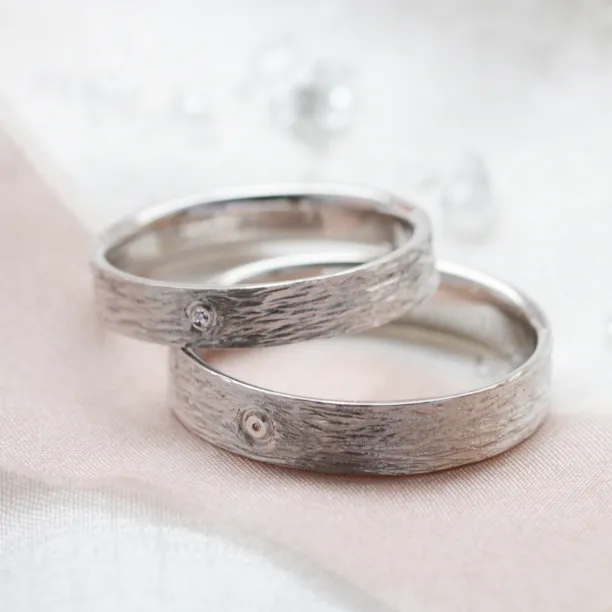 Unusual wedding bands with woodbark surface DRUID Image