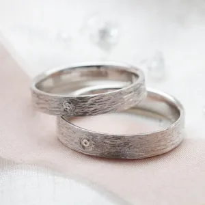 Unusual wedding bands with woodbark surface DRUID Thumbnail