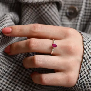 Gold ring with ruby and diamonds SARAH Thumbnail