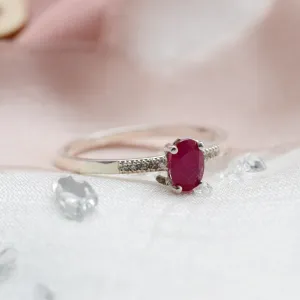 Gold ring with ruby and diamonds SARAH Thumbnail
