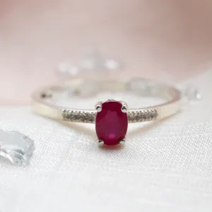 Gold ring with ruby and diamonds SARAH Thumbnail