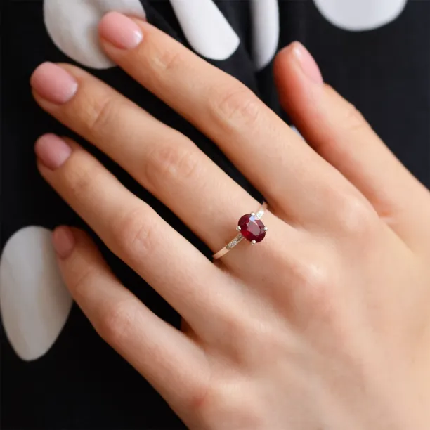 Gold ruby ring with diamonds SARA Image