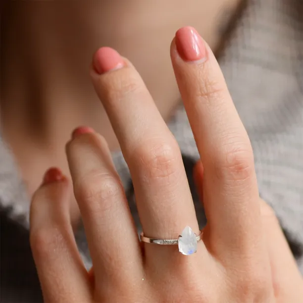 Moonstone engagement ring with diamonds LUNAR Image