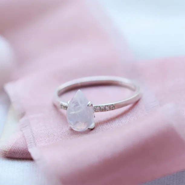 Moonstone engagement ring with diamonds LUNAR Image