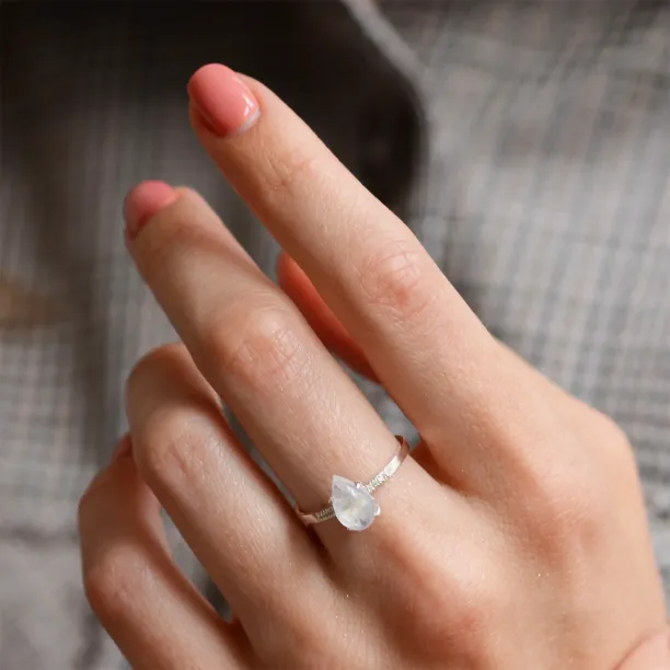 Moonstone engagement ring with diamonds LUNAR Image