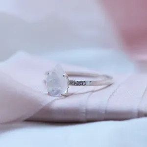 Moonstone engagement ring with diamonds LUNAR Thumbnail