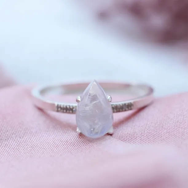 Moonstone engagement ring with diamonds LUNAR Image