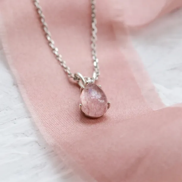 Gold necklace with strawberry quartz and diamond FRESA Image