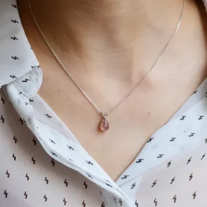 Gold necklace with strawberry quartz and diamond FRESA Thumbnail