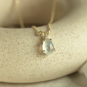 Gold moonstone necklace with diamond LUNA