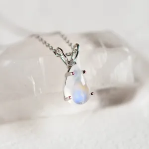 Gold moonstone necklace with diamond LUNA Thumbnail