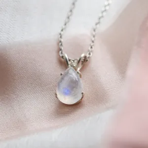 Gold moonstone necklace with diamond LUNA Thumbnail