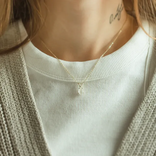 Gold moonstone necklace with diamond LUNA Image