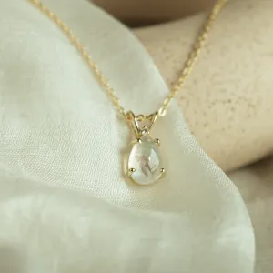 Gold moonstone necklace with diamond LUNA Thumbnail
