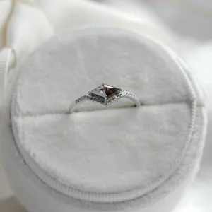 Unusual ring with salt and pepper diamond and side diamonds NICOLE Thumbnail