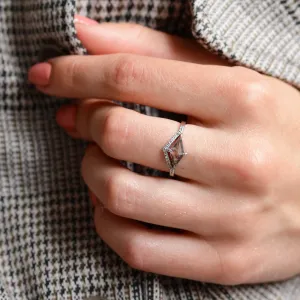 Unusual ring with salt and pepper diamond and side diamonds NICOLE Thumbnail