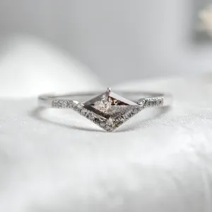 Unusual ring with salt and pepper diamond and side diamonds NICOLE Thumbnail