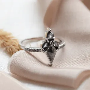 Gold cluster ring with salt and pepper diamonds BEATRICE Thumbnail