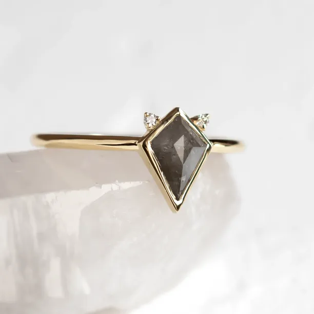 Kite salt and pepper diamond with side diamonds CATKIN Image