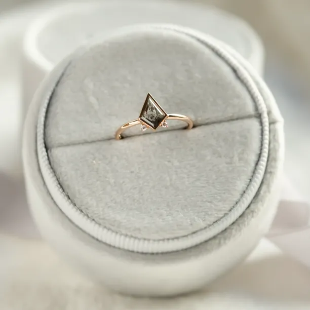 Kite salt and pepper diamond with side diamonds CATKIN Image