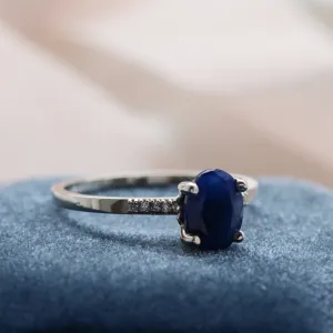Gold sapphire ring with diamonds GRETA Thumbnail