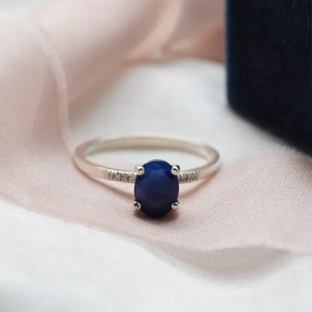 Gold sapphire ring with diamonds GRETA Image
