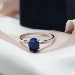 Gold sapphire ring with diamonds GRETA Thumbnail