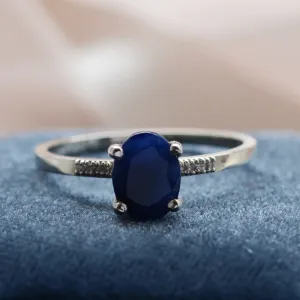 Gold sapphire ring with diamonds GRETA Thumbnail