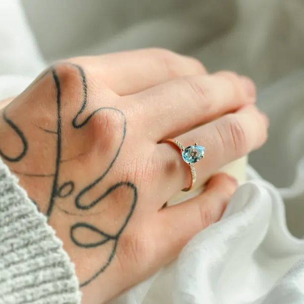 Engagement ring with blue topaz and diamonds SOFIA Image